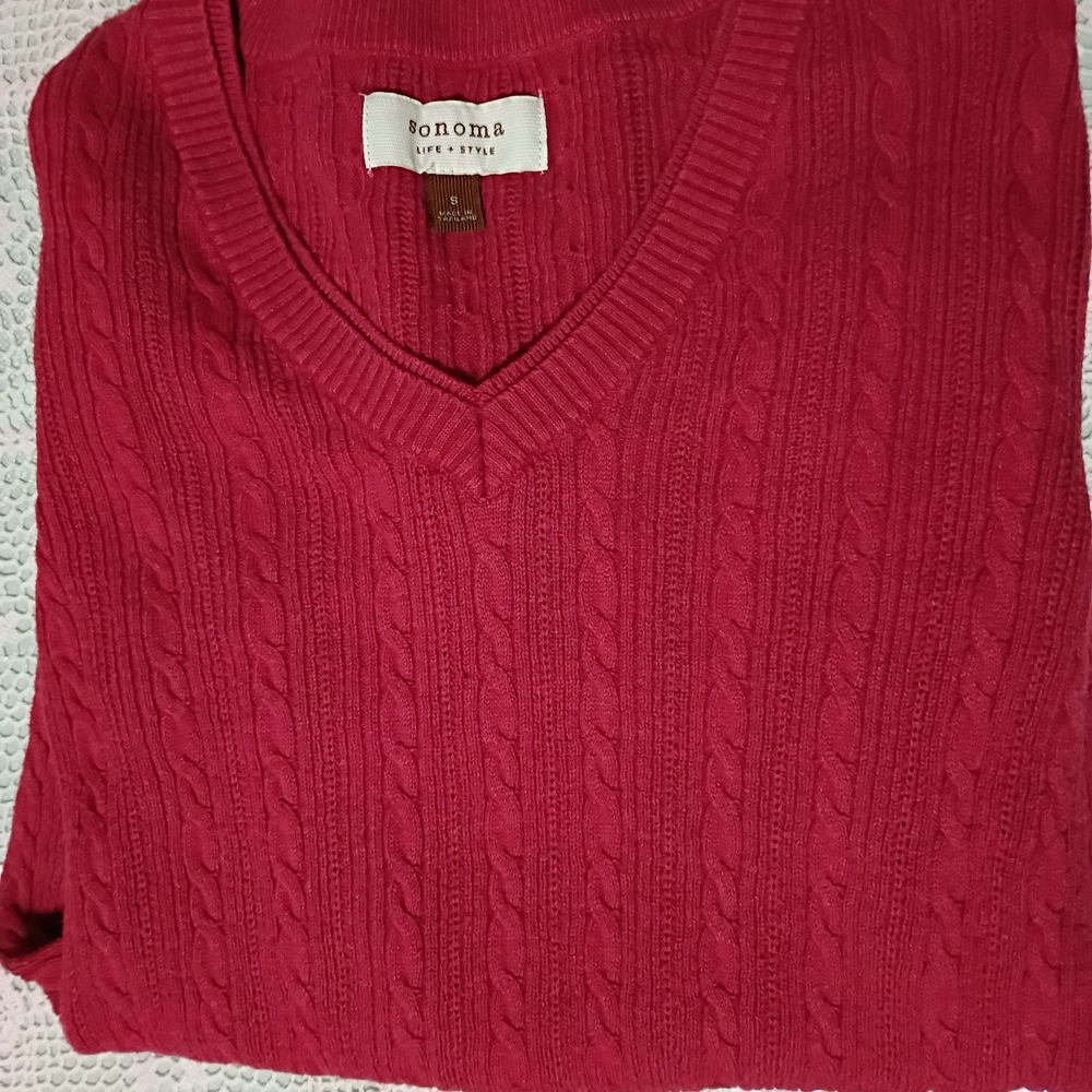 Sonoma Women's V-Neck Sweater in Rich Red
